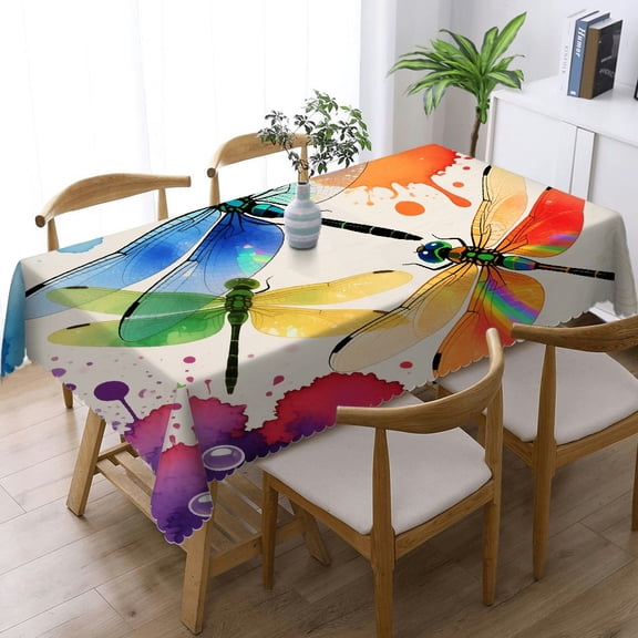Watercolor Dragonfly(1) Rectangular Tablecloth, Kitchen Accessories - 2D Flat Printing Tablecloths rectangle , Cafe, dinner, picnic