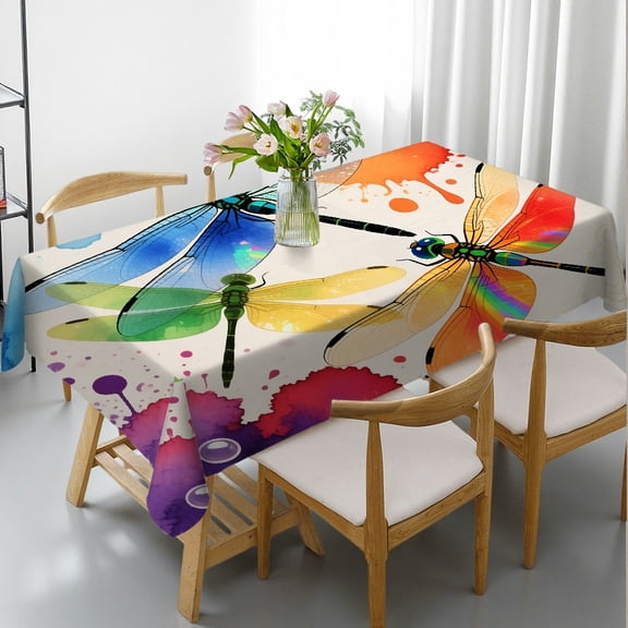 Watercolor Dragonfly(1) Tablecloths rectangle , Festive Table Setting - Holiday Party Tablecloth Rectangular Tablecloth, Cafe, dinner, picnic,