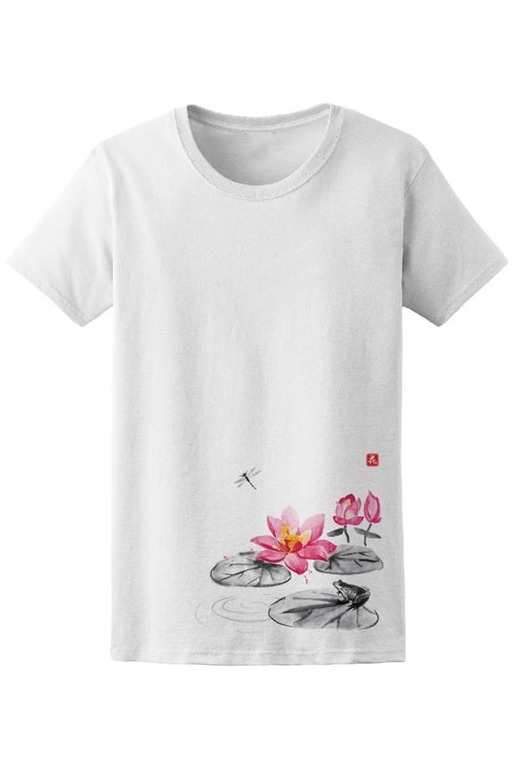 Watercolor Dragonfly Flower Women T-Shirt - Image by Shutterstock, Female x-Large