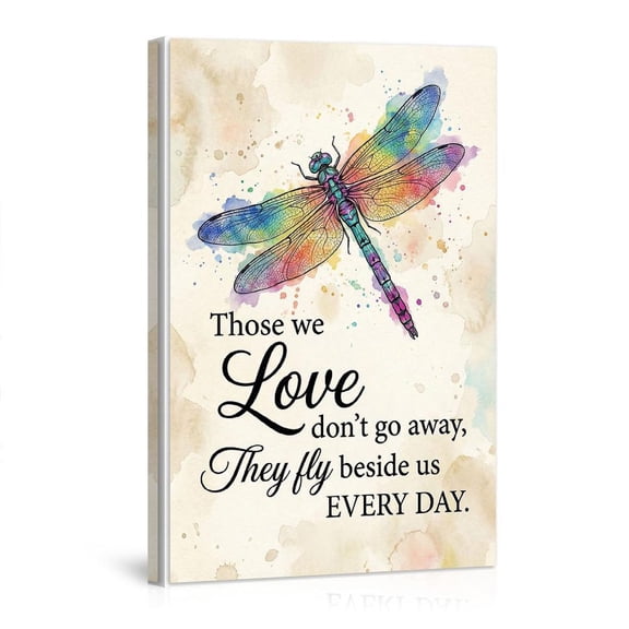 Watercolor Dragonfly Memorial Quote Sympathy Remembrance Canvas