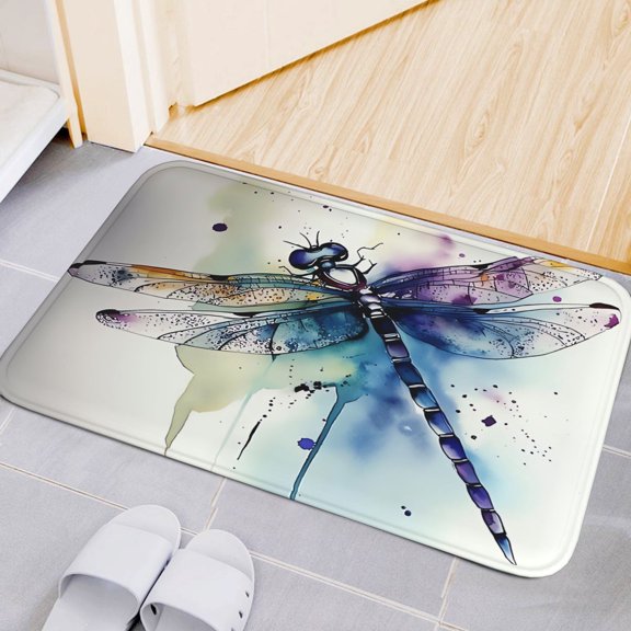 Watercolor Dragonfly Pattern Rug