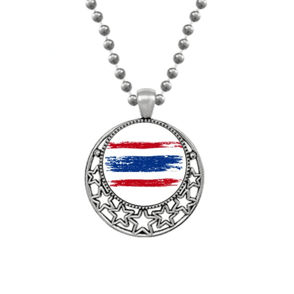 Watercolor Drawing Thailand Flag Illustration Necklaces Pendant Retro Moon Stars Jewelry