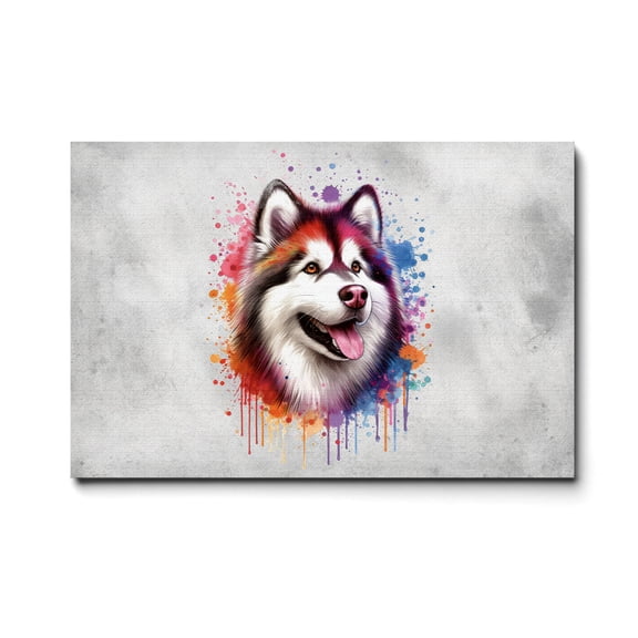Watercolor Drip Alaskan Malamute Pop Art Colorful Portrait Artwork Horizontal Matte Canvas Poster Alaska Mal Dog Lovers Gifts Wall Art Home Decor - 01009