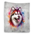 thumbnail image 1 of Watercolor Drip Alaskan Malamute Pop Art Colorful Portrait Artwork Quilt Blanket Alaska Mal Dog Lovers Gifts Cozy Comforter Throw Blanket - 01009, 1 of 5
