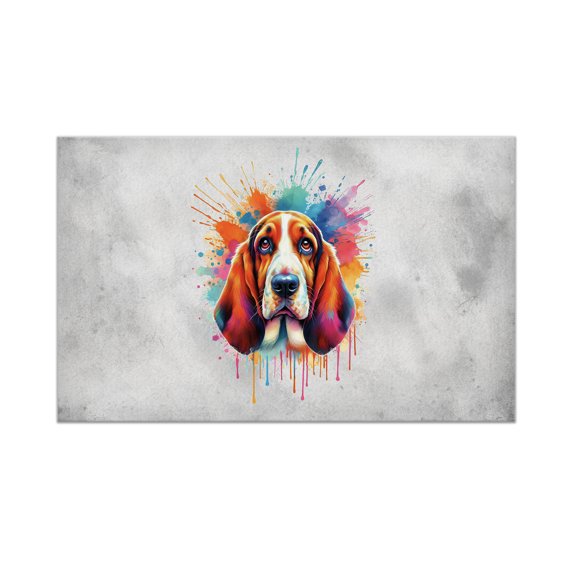 Watercolor Drip Basset Hound Pop Art Colorful Portrait Artwork Doormat Bassets Dog Breed Lovers Gifts Idea Indoor Outdoor Welcome Mat - 01009