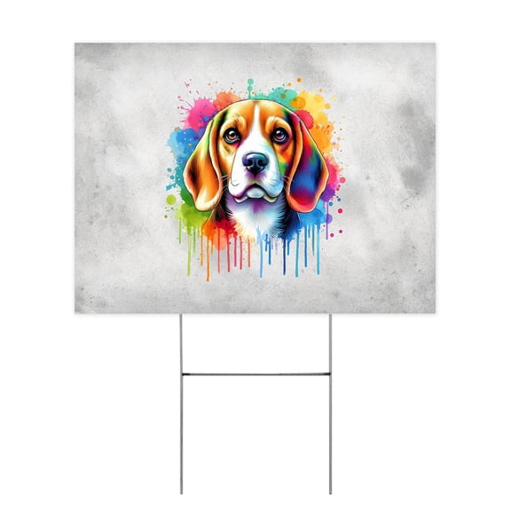 Watercolor Drip Beagle Pop Art Colorful Portrait Artwork Yard Sign Beagles Dog Lover Gifts Idea Outdoor Home Lawn Garden Porch Decor - 01009