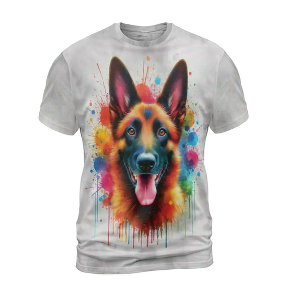 Watercolor Drip Belgian Malinois Pop Art Colorful Portrait Artwork All Over Print 3D Shirt Unisex Merch Sheepdog Dog Lover Gifts - 01009