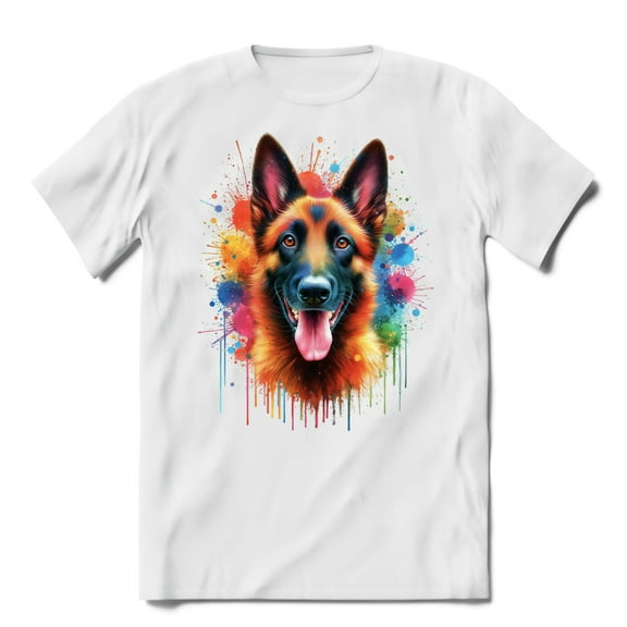 Watercolor Drip Belgian Malinois Pop Art Colorful Portrait Artwork Shirt T-shirt Unisex Merch Sheepdog Dog Lover Gifts - 01009