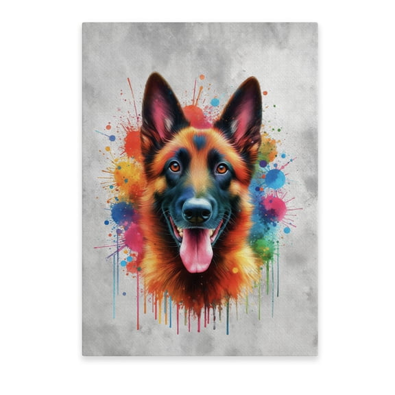 Watercolor Drip Belgian Malinois Pop Art Colorful Portrait Artwork Vertical Matte Canvas Poster Sheepdog Dog Lover Gifts Wall Art Home Decor - 01009