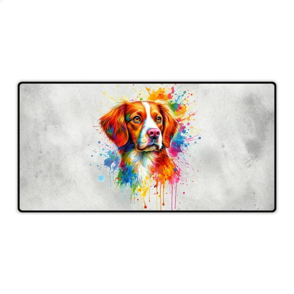 Watercolor Drip Brittany Spaniel Pop Art Colorful Portrait Artwork Desk Mat Full Keyboard Mouse Pad Brittany Dog Lover Gifts Idea Large Mousepad - 01009