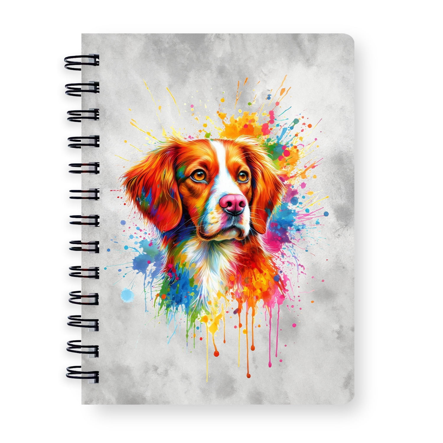 Watercolor Drip Brittany Spaniel Pop Art Colorful Portrait Artwork