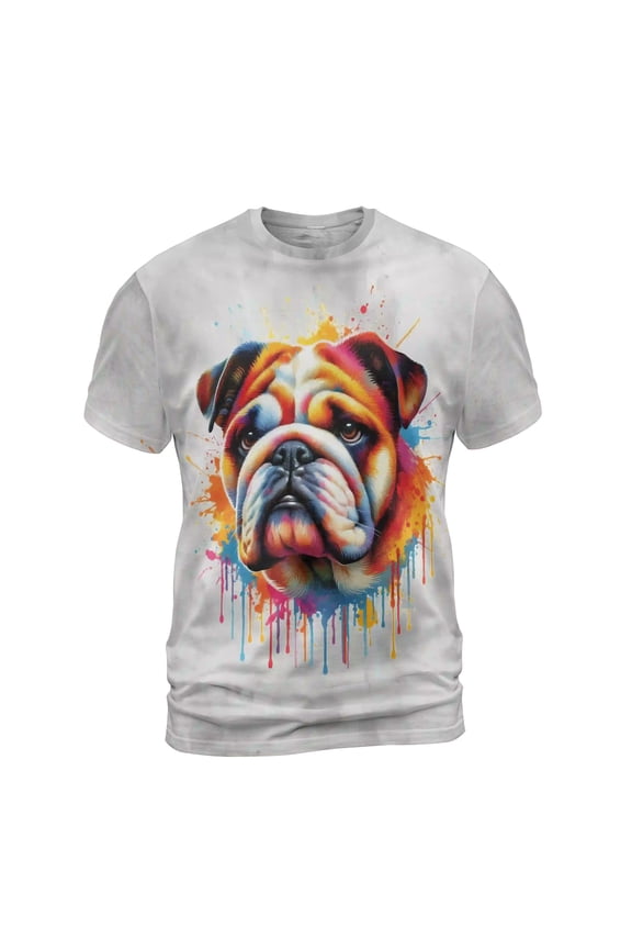 Watercolor Drip Bulldog Pop Art Colorful Portrait Artwork All Over Print 3D Shirt Unisex Merch Dog Lover Gifts Idea - 01009