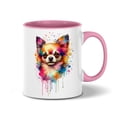 thumbnail image 1 of Watercolor Drip Chihuahua Pop Art Colorful Portrait Artwork 11oz Accent Two-tone Mug Dog Lover Gifts Idea Coffee Tea Cup - 01009, 1 of 5