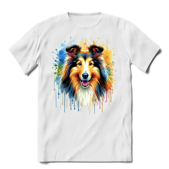 Watercolor Drip Collie Pop Art Colorful Portrait Artwork Shirt T-shirt Unisex Merch Collie Dog Lover Gifts Idea - 01009