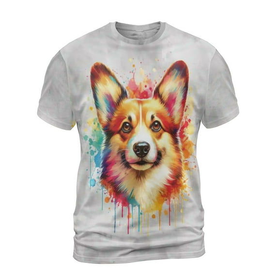 Watercolor Drip Corgi Pop Art Colorful Portrait Artwork All Over Print 3D Shirt Unisex Merch Welsh Corgi Dog Lover Gifts Idea - 01009