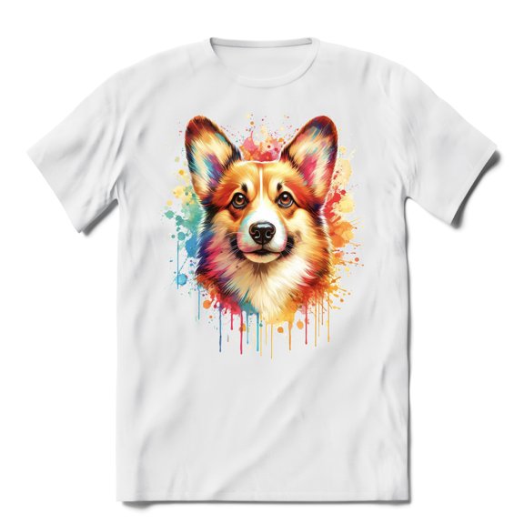 Watercolor Drip Corgi Pop Art Colorful Portrait Artwork Shirt T-shirt Unisex Merch Welsh Corgi Dog Lover Gifts Idea - 01009