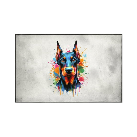 Watercolor Drip Doberman Pinscher Pop Art Colorful Portrait Artwork Indoor Rug Doberman Dog Lover Gifts Carpet Living Bed Room Sofa Home Decor - 01009