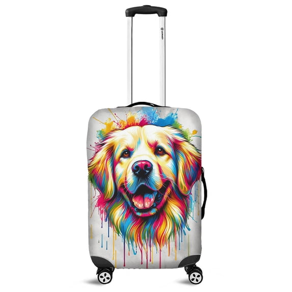 Watercolor Drip Golden Retriever Pop Art Colorful Portrait Artwork Travel Luggage Cover Goldens Dog Lover Gifts Idea Suitcase Dust Protective Decor - 01009