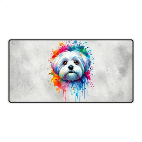 Watercolor Drip Maltese Pop Art Colorful Portrait Artwork Desk Mat Full Keyboard Mouse Pad Maltese Dog Lover Gifts Idea Large Mousepad - 01009