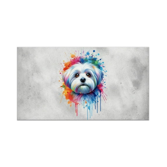 Watercolor Drip Maltese Pop Art Colorful Portrait Artwork Doormat Maltese Dog Lover Gifts Idea Indoor Outdoor Welcome Mat - 01009