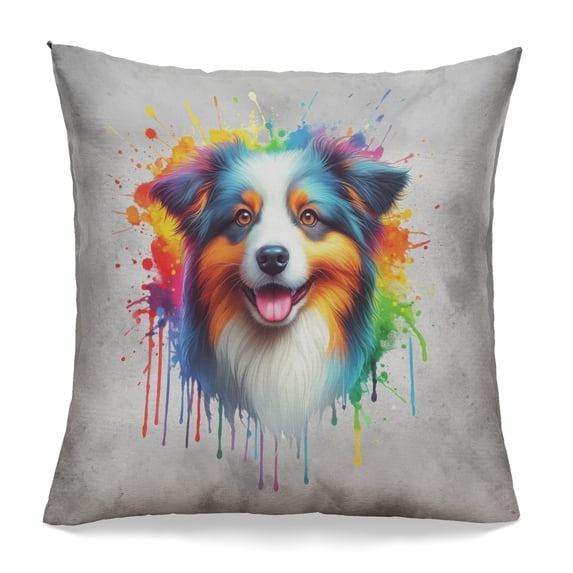 Watercolor Drip Miniature American Shepherd Pop Art Colorful Portrait Artwork Pillowcase Double Sided MAS Dog Lover Gifts Pillow Case Covers - 01009