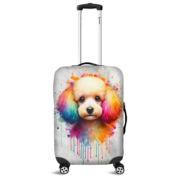Watercolor Drip Poodle Pop Art Colorful Portrait Artwork Travel Luggage Cover Poodles Dog Lover Gifts Idea Suitcase Dust Protective Decor - 01009