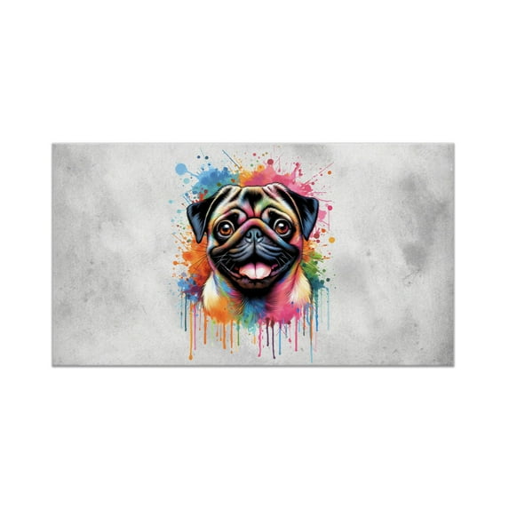 Watercolor Drip Pug Pop Art Colorful Portrait Artwork Doormat Dog Lover Gifts Indoor Outdoor Welcome Mat - 01009