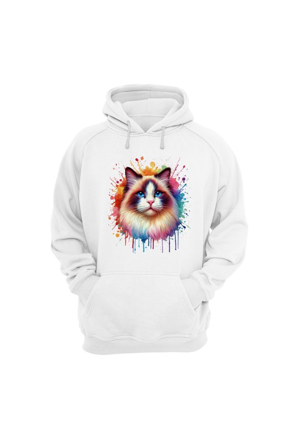Watercolor Drip Ragdoll Pop Art Colorful Portrait Artwork Hoodie Unisex Merch Hoodies Cat Lover Kitten Owner Gifts Idea - 01009