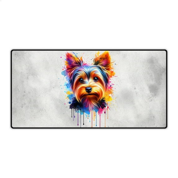 Watercolor Drip Yorkshire Terrier Pop Art Colorful Portrait Artwork Desk Mat Full Keyboard Mouse Pad Yorkie Dog Lover Gifts Large Mousepad - 01009