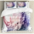 thumbnail image 1 of Watercolor Duvet Cover Set, Gradient Paintbrush Style Tropical Wild Animal Savannah Paint Print Pastel Tones, Decorative 3 Piece Bedding Set with 2 Pillow Shams, Queen Size, Lilac Pink, by Ambesonne, 1 of 3