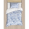 thumbnail image 1 of Watercolor Duvet Cover Set, Illustration of Long Branches with Budding Flowers and Leaves, Decorative 2 Piece Bedding Set with 1 Pillow Shams, Twin Size, Blue White and Ceil Blue, by Ambesonne, 1 of 3