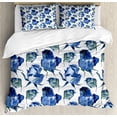 thumbnail image 1 of Watercolor Duvet Cover Set Queen Size, Hand Drawn Roses and Leaves Abstract Floral Blooming Nature Theme, Decorative 3 Piece Bedding Set with 2 Pillow Shams, Violet Blue Slate Blue, by Ambesonne, 1 of 3