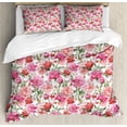 thumbnail image 1 of Watercolor Duvet Cover Set Queen Size, Pink Peonies and Roses Green Leaves Exotic Gentle Bouquet Bridal Wedding Theme, Decorative 3 Piece Bedding Set with 2 Pillow Shams, Multicolor, by Ambesonne, 1 of 3