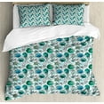 thumbnail image 1 of Watercolor Duvet Cover Set, Seaweed Splashes Underwater Fauna Starfish Jellyfish, Decorative 3 Piece Bedding Set with 2 Pillow Shams, Queen Size, Seafoam Deep Sky Blue, by Ambesonne, 1 of 3