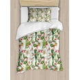 thumbnail image 1 of Watercolor Duvet Cover Set Twin Size, Christmas Themed Floral Poinsettia Winter Inspirations Berries Leaf, Decorative 2 Piece Bedding Set with 1 Pillow Sham, Vermilion Green Yellow, by Ambesonne, 1 of 3