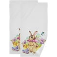 thumbnail image 1 of Watercolor Easter Bunny Chicken Hand Towels 2 PCS, Spring Flower Butterfly Kitchen Towel Ultra Soft and Highly Absorbent,Decorative Fingertip Face Towel for Bathroom Hotel, 28.3"x14.4", 1 of 4