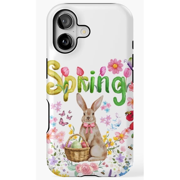 Watercolor Easter Bunny Floral Wreath Phone Case for iPhone 11 12 13 14 15 16 17 Pro Max