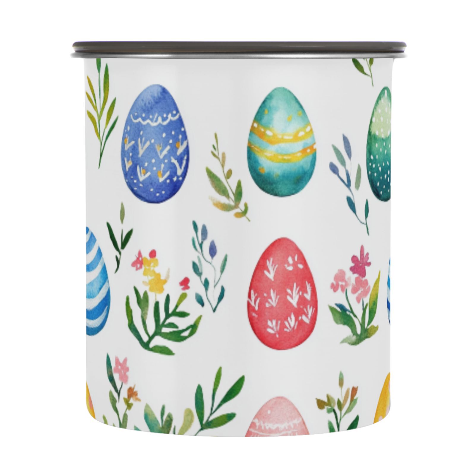 Watercolor Easter Eggs Airtight Coffee Bean Canister 30oz Food Storage Containers with Lids For Gournd, Tea, Sugar, Flour, Rice, Cereal, Candy Cookie Jar