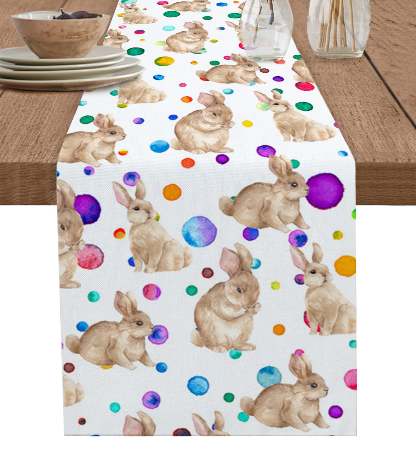 Watercolor Easter Eggs And Flowers Table Runner ration Home r Dinner