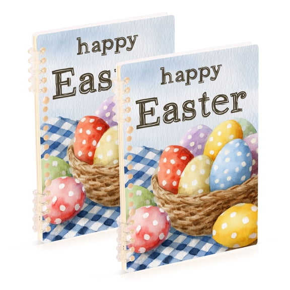 Watercolor Easter Eggs on Table Notebook Detachable Coil Notebook Diary Plan Book A5 Size 60 Pages 1 Pack