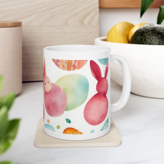Watercolor Easter Mug Bunny & Egg Spring Dr.