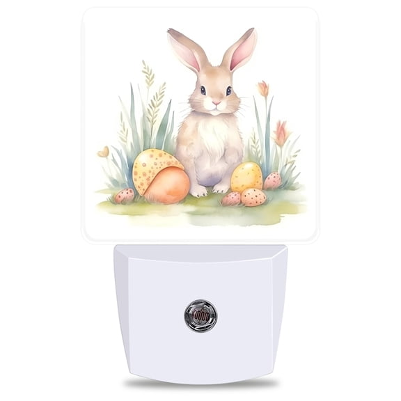 Watercolor Easter Night Light, Plug into Wall with Dusk to Dawn Light Sensors, Warm Nightlights for Bedroom, Bathroom, Hallway, Kitchen, Gifts Ideas for Girls Women