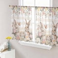 thumbnail image 1 of Watercolor Easter Sheer Curtains 45 Inch Length 2 Panels Set Window Treatments, Cute Rabbits Flowers Butterfly Orange Plaid Rod Pocket Semi Curtains for Living Room/Bedroom/Kitchen, 104"W x 45"L, 1 of 7