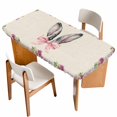 thumbnail image 1 of Watercolor Easter Table Cloths for 4 Foot Rectangle Tables, Cute Rabbits Ears Flowers Bow Spring Beige Patio Waterproof Elastic Fitted Tablecloths, Washable Rectangular Table Cover for Camping, 1 of 8