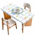 thumbnail image 1 of Watercolor Easter Table Cloths for 6 Foot Rectangle Tables, Cute Rabbits Flower Wreath Eggs Bow Plaid Patio Waterproof Elastic Fitted Tablecloths, Washable Rectangular Table Cover for Camping, 1 of 8