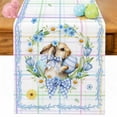 thumbnail image 1 of Watercolor Easter Table Runner 90 Inches Long for Kitchen Dining, Cute Rabbits Flower Wreath Eggs Bow Plaid Dresser Scarf Farmhouse, Dining Table Decorations for Wedding/Parties, 13 x 90 In, 1 of 8