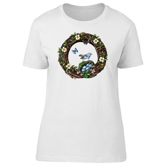 Watercolor Easter Wreath T-Shirt Women -Image by Shutterstock, Female x-Large