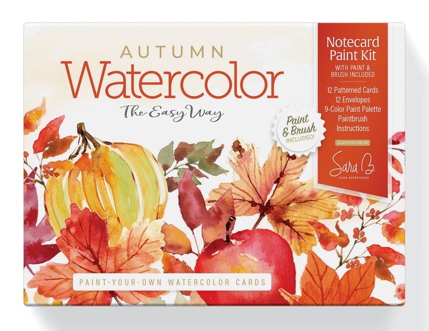 Watercolor the Easy Way Watercolor the Easy Way Paint-Your-Own Watercolor Cards Autumn: Notecard Paint Kit with Paint and Brush Included, Book 8, (Paperback)