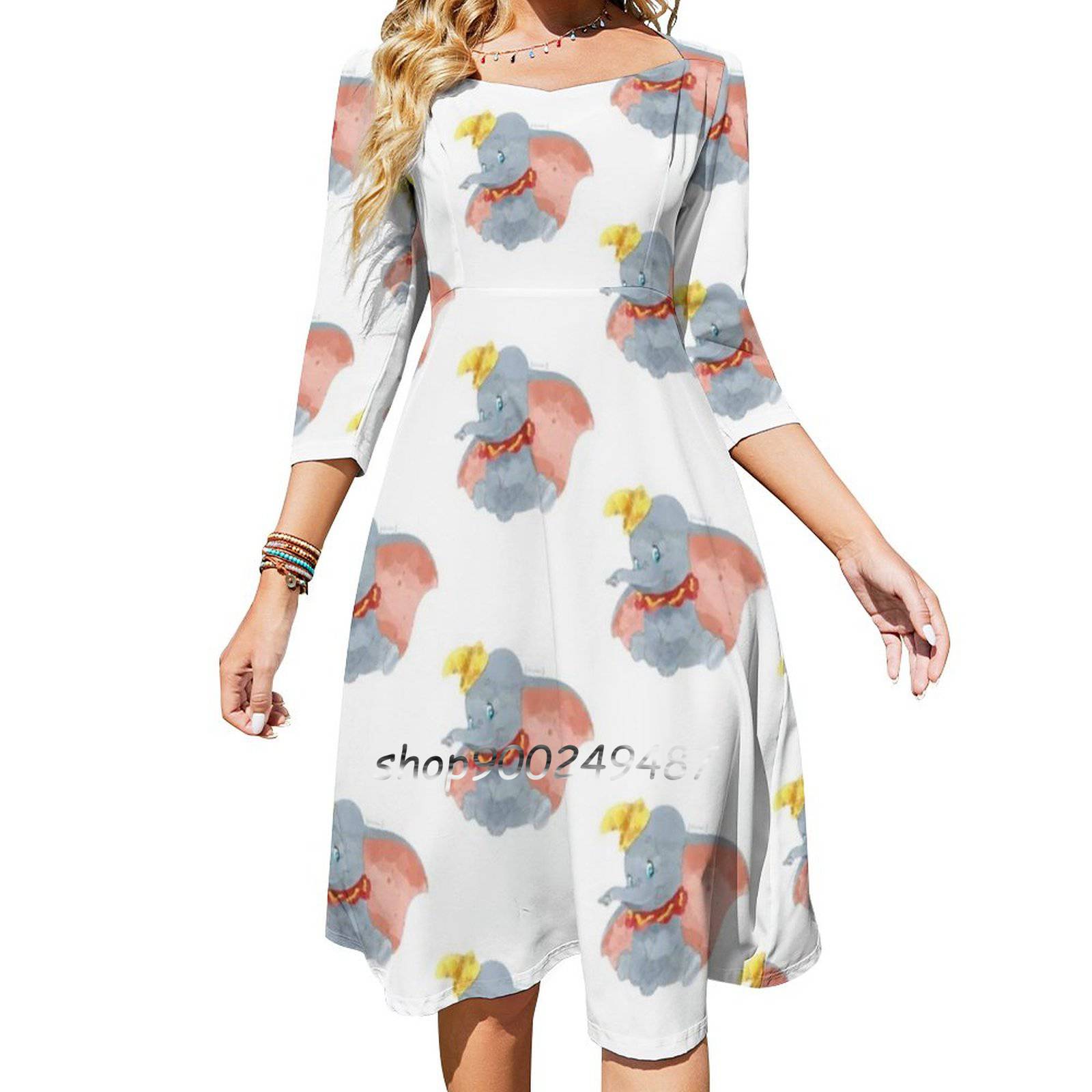 Watercolor Elephant ( Dumbo ) Evening Party Dresses Midi Sexy Dress ...