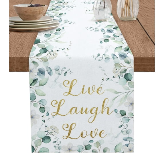 Watercolor Eucalyptus Leaves Abstract Table Runner Home Wedding Table Mat Centerpieces Decoration Party Dining Long Tablecloth